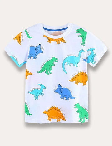 Cartoon Dinosaur Printed T-Shirt - Mini berni